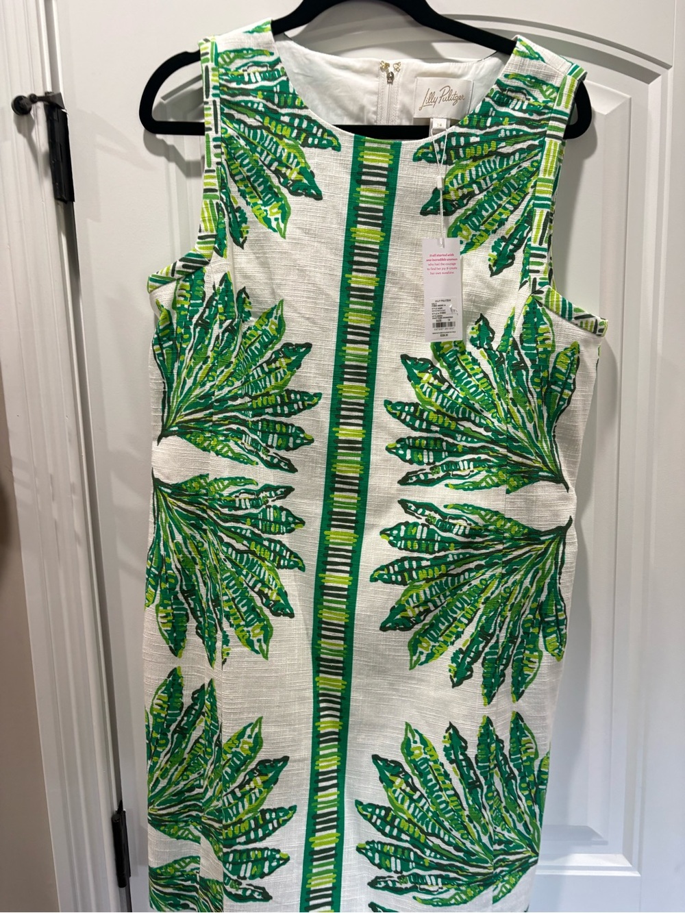 Lilly Pulitzer White Dress with Green Palm Print